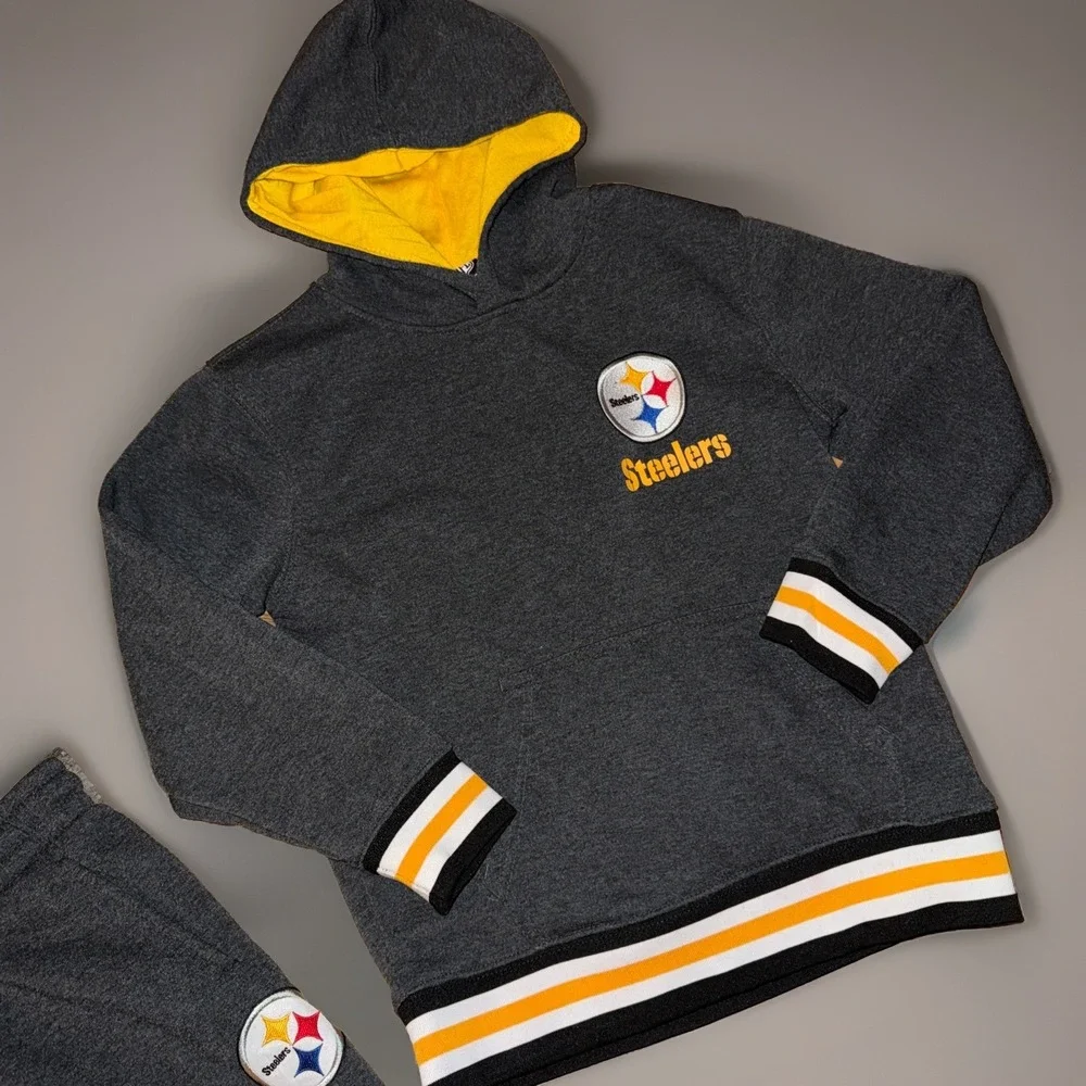 Pittsburgh Steelers Nfl Apparel Youth M 10/12 Hoodie & Pants Set‎ Outfit Gray